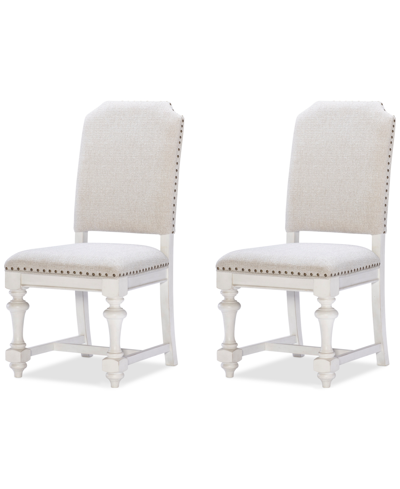 Shop Macy's Mandeville 2pc Upholstered Chair Set In White