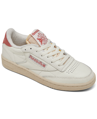 Shop Reebok Women's Club C 85 Vintage-like Casual Sneakers From Finish Line In Chalk,paper White,alabast