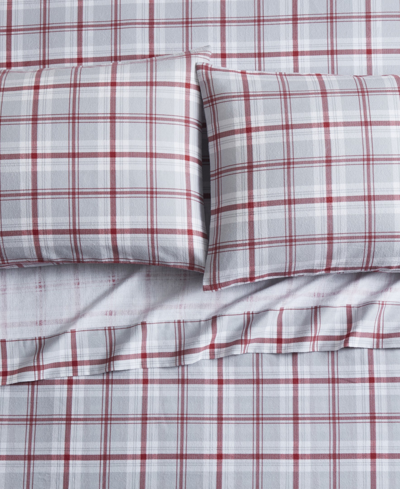 Shop Bearpaw Peter 100% Cotton Flannel 4-pc. Sheet Set, Full In Red,gray