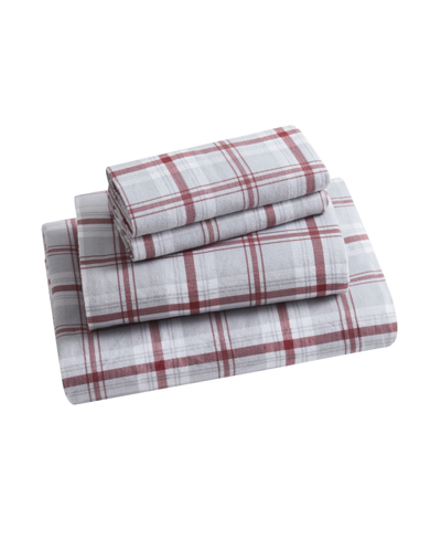 Shop Bearpaw Peter 100% Cotton Flannel 4-pc. Sheet Set, Full In Red,gray