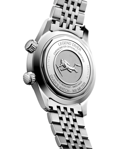 Shop Longines Men's Swiss Automatic Legend Diver Stainless Steel Bracelet Watch 39mm In Silver