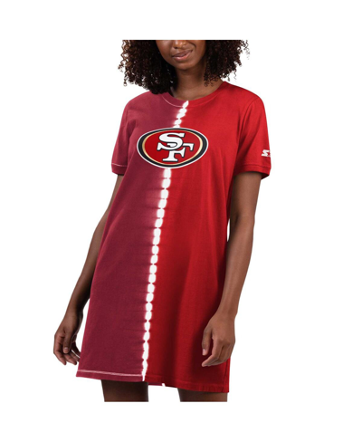 Shop Starter Women's  Scarlet San Francisco 49ers Ace Tie-dye T-shirt Dress