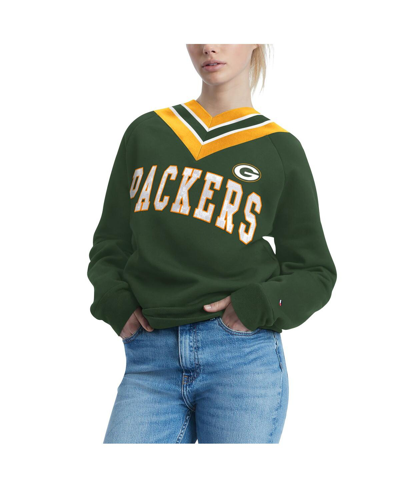 Shop Tommy Hilfiger Women's  Green Green Bay Packers Heidi V-neck Pullover Sweatshirt