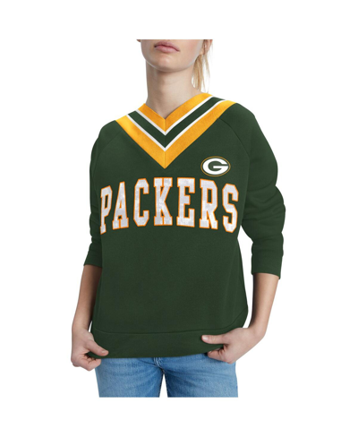 Shop Tommy Hilfiger Women's  Green Green Bay Packers Heidi V-neck Pullover Sweatshirt