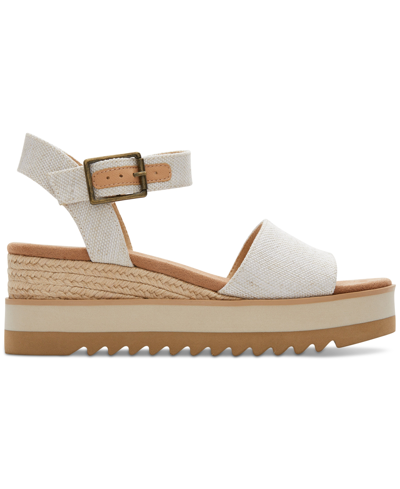 Toms Oms Womens Natural Yarn Dye Diana Ankle-strap Leather Wedge Sandals In Natural Yarn Dye