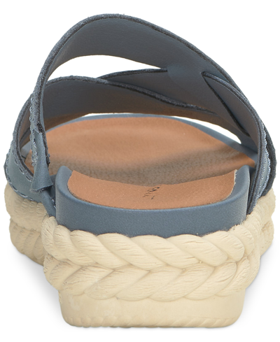 Shop Lucky Brand Women's Loftee Crisscross Platform Espadrille Sandals In Natural Blue Leather