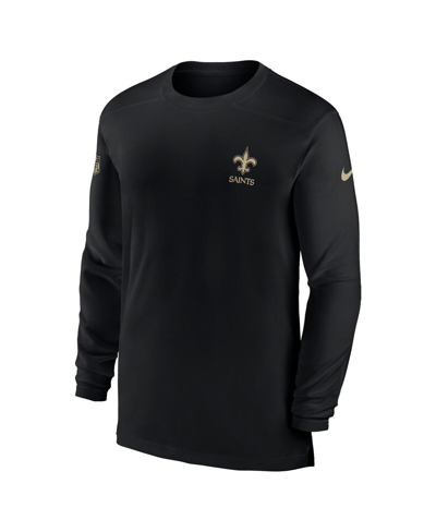 Nike Men's  Black New Orleans Saints Sideline Coach Performance Long Sleeve T-shirt In Black