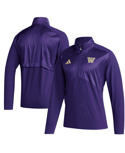 Shop Adidas Originals Men's Adidas Purple Washington Huskies Sideline Aeroready Raglan Sleeve Quarter-zip Jacket