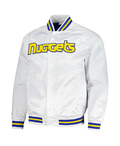Mitchell & Ness Men's  White Denver Nuggets Hardwood Classics Throwback Wordmark Raglan Full-snap Jac In White