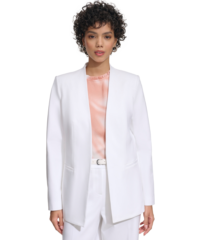 Shop Calvin Klein Women's Collarless Open-front Blazer In White