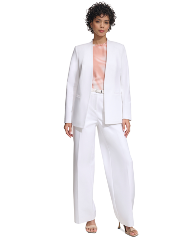 Shop Calvin Klein Women's Collarless Open-front Blazer In White
