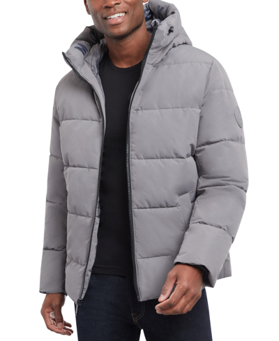 Shop Michael Kors Men's Quilted Hooded Puffer Jacket In Gunmetal