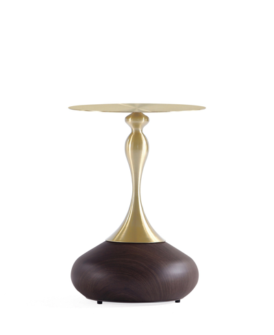 Manhattan Comfort Patching 15.75" Wide 2-piece Stainless Steel Gold-tone Tabletop End Table Set In Brown And Gold