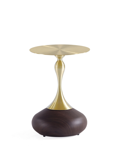 Manhattan Comfort Patching 15.75" Wide 2-piece Stainless Steel Gold-tone Tabletop End Table Set In Brown And Gold