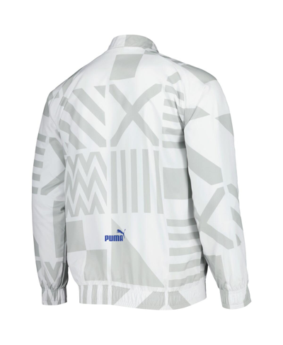 Shop Puma Men's  White Olympique Marseille Pre-match Raglan Full-zip Training Jacket