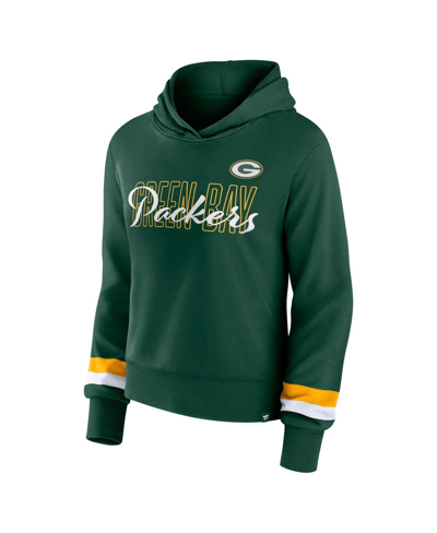 Shop Fanatics Women's  Green Green Bay Packers Over Under Pullover Hoodie