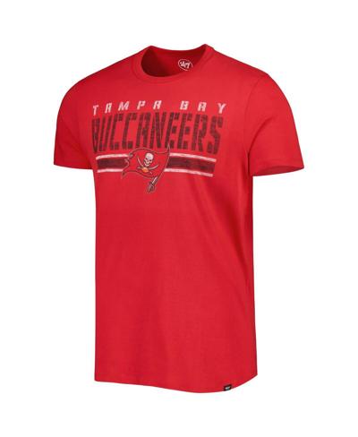 Shop 47 Brand Men's ' Red Distressed Tampa Bay Buccaneers Team Stripe T-shirt