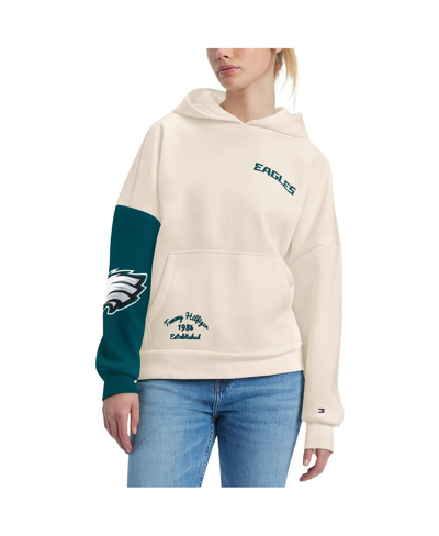 Shop Tommy Hilfiger Women's  Cream, Midnight Green Philadelphia Eagles Harriet Pullover Hoodie In Cream,midnight Green