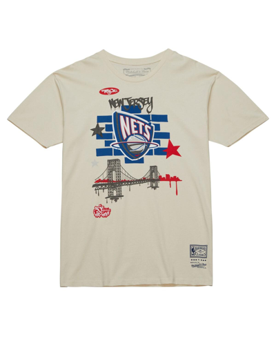 Shop Mitchell & Ness Men's  X Tats Cru Cream New Jersey Nets Hardwood Classics City T-shirt
