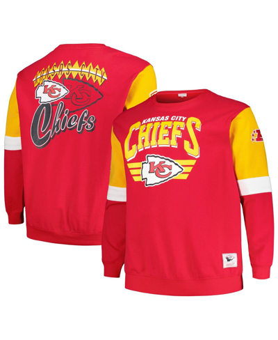 Shop Mitchell & Ness Men's  Red Kansas City Chiefs Big And Tall Fleece Pullover Sweatshirt