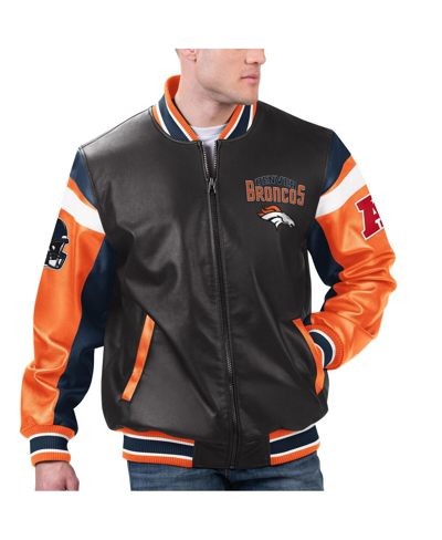 Shop G-iii Sports By Carl Banks Men's  Black Denver Broncos Full-zip Varsity Jacket
