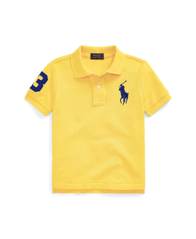 Shop Polo Ralph Lauren Toddler And Little Boys Big Pony Cotton Mesh Polo Shirt In Signal Yellow