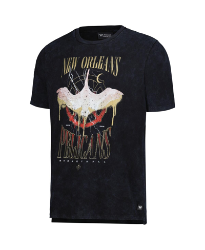 Shop The Wild Collective Men's And Women's  Black Distressed New Orleans Pelicans Tour Band T-shirt