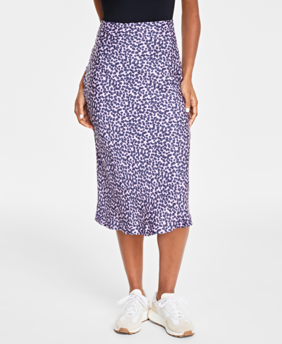 Shop On 34th Women's Petal-print Midi Slip Skirt, Created For Macy's In Calla Lilac Combo