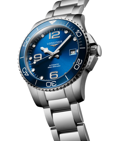 Shop Longines Unisex Swiss Automatic Hydroconquest Stainless Steel Bracelet Watch 39mm In Blue