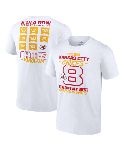 Shop Fanatics Men's  White Kansas City Chiefs Eight-time Afc West Division Champions T-shirt
