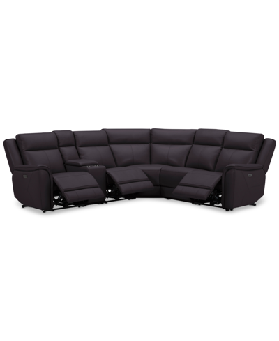 Shop Macy's Addyson 117" 6-pc. Leather Sectional With 3 Zero Gravity Recliners With Power Headrests & 1 Console, In Chocolate
