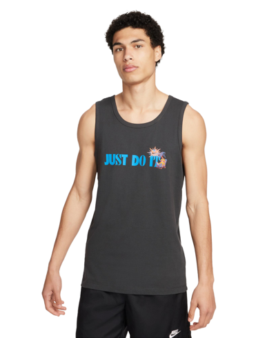 Shop Nike Men's Sportswear Club Classic-fit Graphic Tank In Anthracite