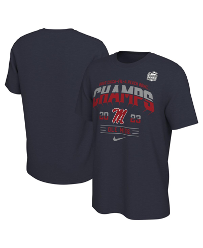Nike Navy Ole Miss Rebels 2023 Peach Bowl Champions Locker Room T-shirt In Navy