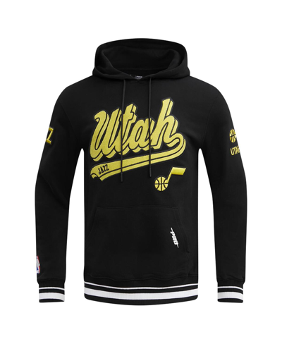 Pro Standard Black Utah Jazz Script Tail Pullover Hoodie In Black
