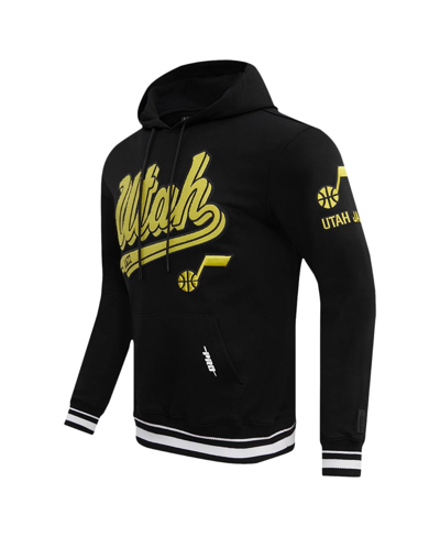 Pro Standard Black Utah Jazz Script Tail Pullover Hoodie In Black