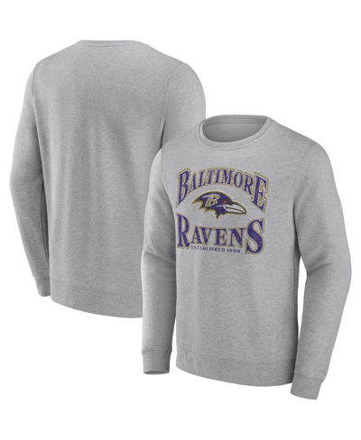 Shop Fanatics Men's  Heathered Charcoal Baltimore Ravens Playability Pullover Sweatshirt