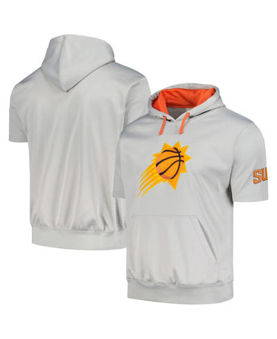 Fanatics Branded Silver/orange Phoenix Suns Short Sleeve Pullover Hoodie In Silver,orange