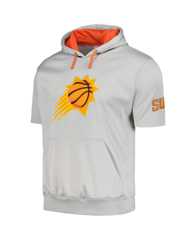 Fanatics Branded Silver/orange Phoenix Suns Short Sleeve Pullover Hoodie In Silver,orange