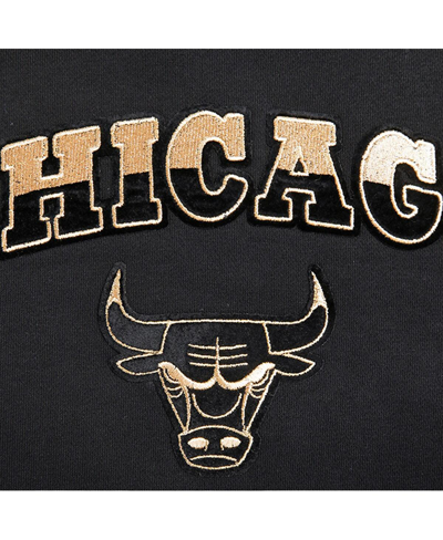 Pro Standard Women's  Black Chicago Bulls Glam Cropped Pullover Sweatshirt In Black