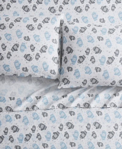 Shop Bearpaw Mittens 100% Cotton Flannel 3-pc. Sheet Set, King In Blue