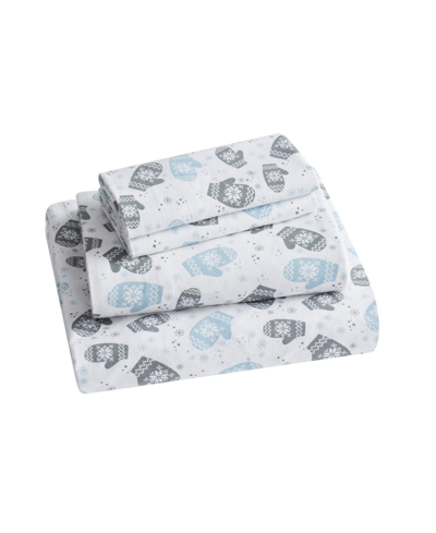 Shop Bearpaw Mittens 100% Cotton Flannel 3-pc. Sheet Set, King In Blue