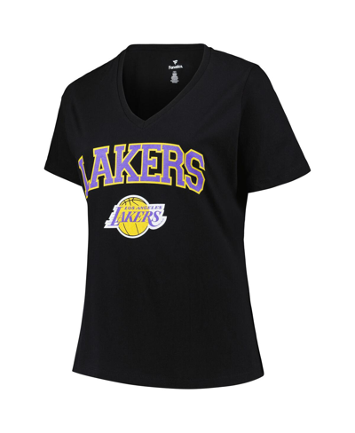 Shop Profile Women's  Black Los Angeles Lakers Plus Size Arch Over Logo V-neck T-shirt