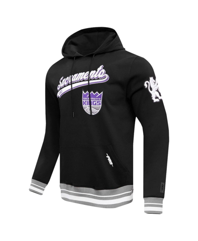 Pro Standard Black Sacramento Kings Script Tail Pullover Hoodie In Black