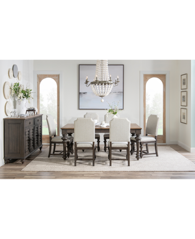 Macy's Mandeville 7 Pc. Dining Set (rectangular Table & 6 Upholstered Chairs) In White
