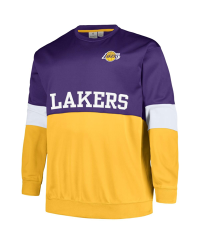 Fanatics Men's  Purple, Gold Los Angeles Lakers Big And Tall Split Pullover Sweatshirt In Purple,gold