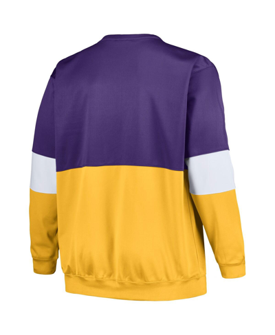 Fanatics Men's  Purple, Gold Los Angeles Lakers Big And Tall Split Pullover Sweatshirt In Purple,gold