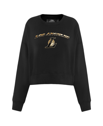 Shop Pro Standard Women's  Black Los Angeles Lakers Glam Cropped Pullover Sweatshirt