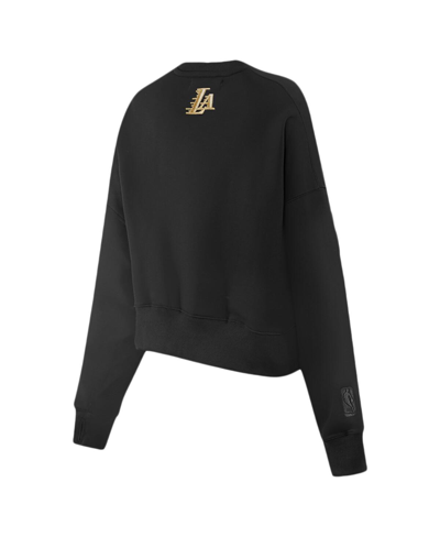 Shop Pro Standard Women's  Black Los Angeles Lakers Glam Cropped Pullover Sweatshirt