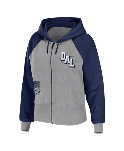 Wear By Erin Andrews Women's  Silver Dallas Cowboys Colorblock Lightweight Full-zip Hoodie In Silver