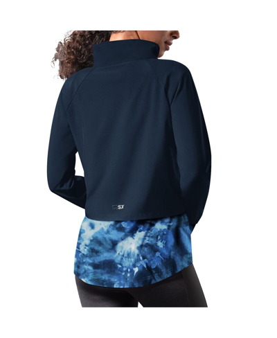Shop Msx By Michael Strahan Women's  Navy Buffalo Bills Grace Raglan Full-zip Running Jacket